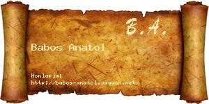 Babos Anatol névjegykártya